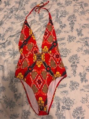 Red Floral One-Piece Swimsuit